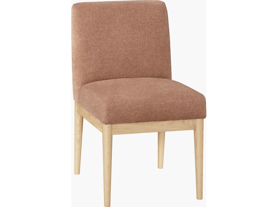 Mollie Upholstered Dining Side Chair Set in Caramel Polyester with Red Oak Base