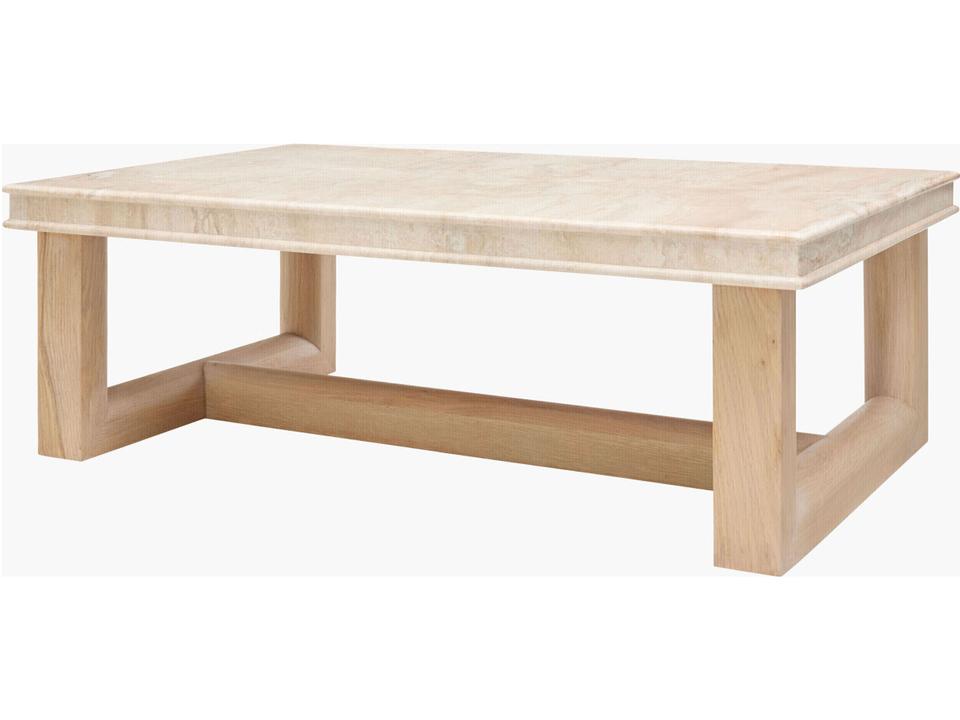 Mayson Rectangular Coffee Table in Cream Marble and Brown Oak
