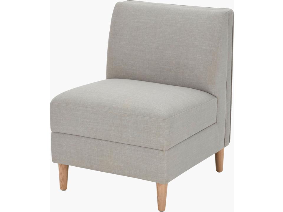 Stinson Upholstered Ash Wood Dining Armchair in Light Gray Polyester Blend