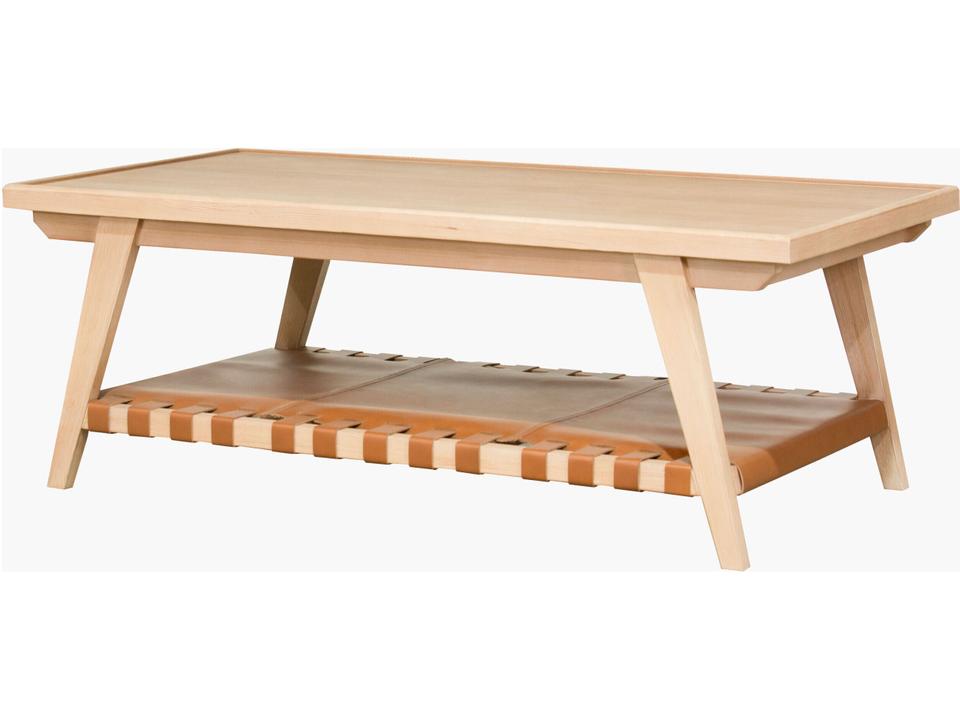 Taft Mid-Century Modern Rectangle Coffee Table Hemlock and Leather
