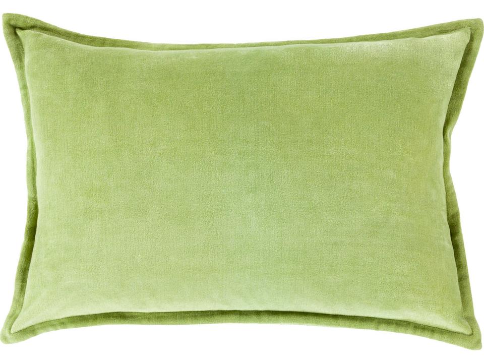 Cotton Velvet Square Accent Pillow with Polyester Fill in Olive