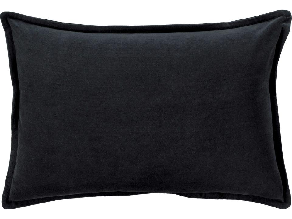 Cotton Velvet 22-Inch Square Decorative Pillow in Black with Polyester Fill