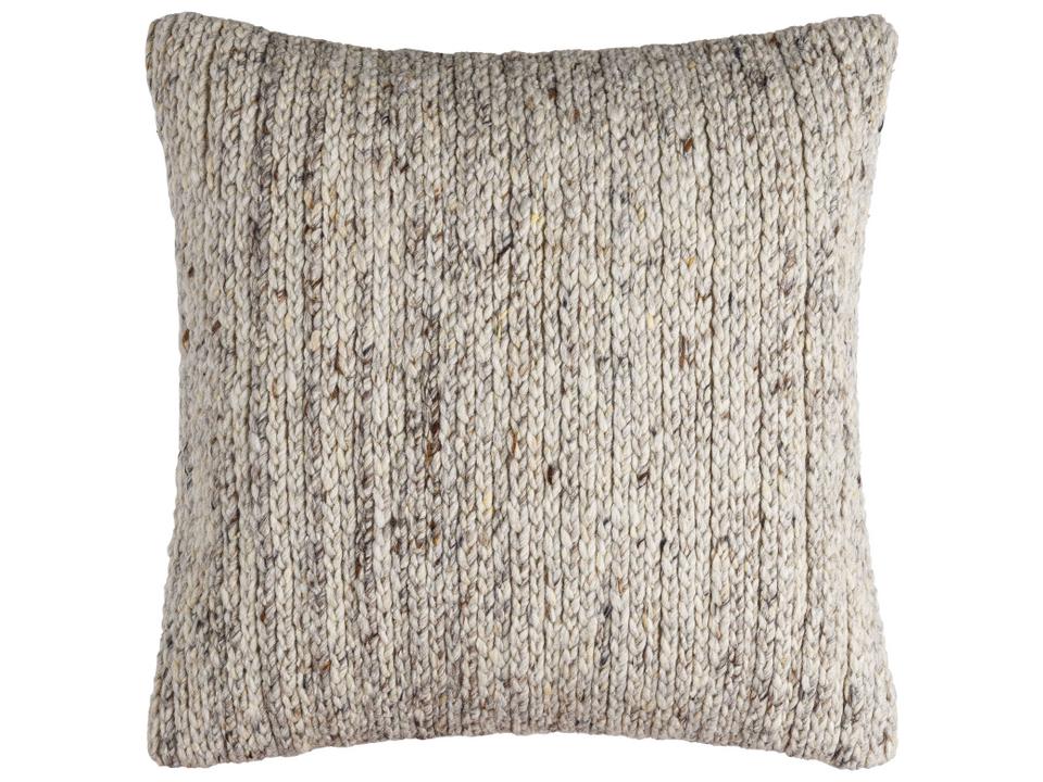 Derby Accent Pillow in Oatmeal and Dark Brown with Wool and Cotton