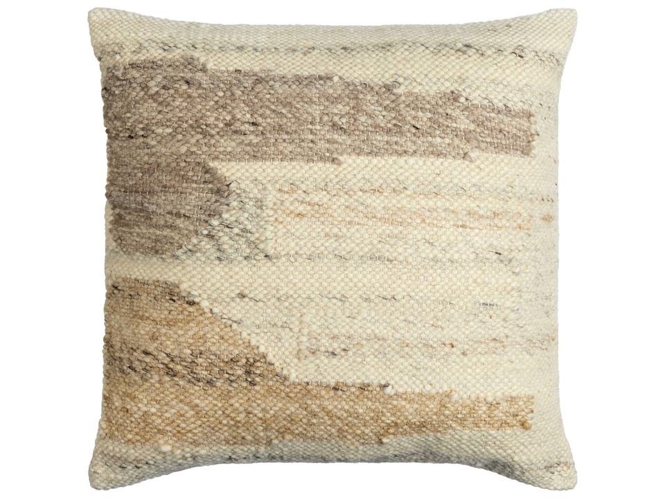 Deccan Traps Wool Cotton Accent Pillow in Ivory Tan