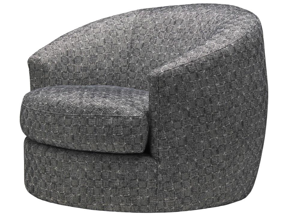 Lindley Swivel Accent Chair in Black Polyester Upholstery