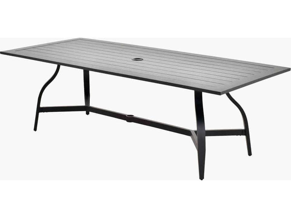 black rectangle patio table with umbrella hole Patiomore Dining Table, 60