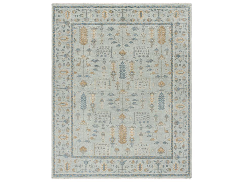 Riviera Hand Knotted Wool and Cotton Area Rug with Fringe