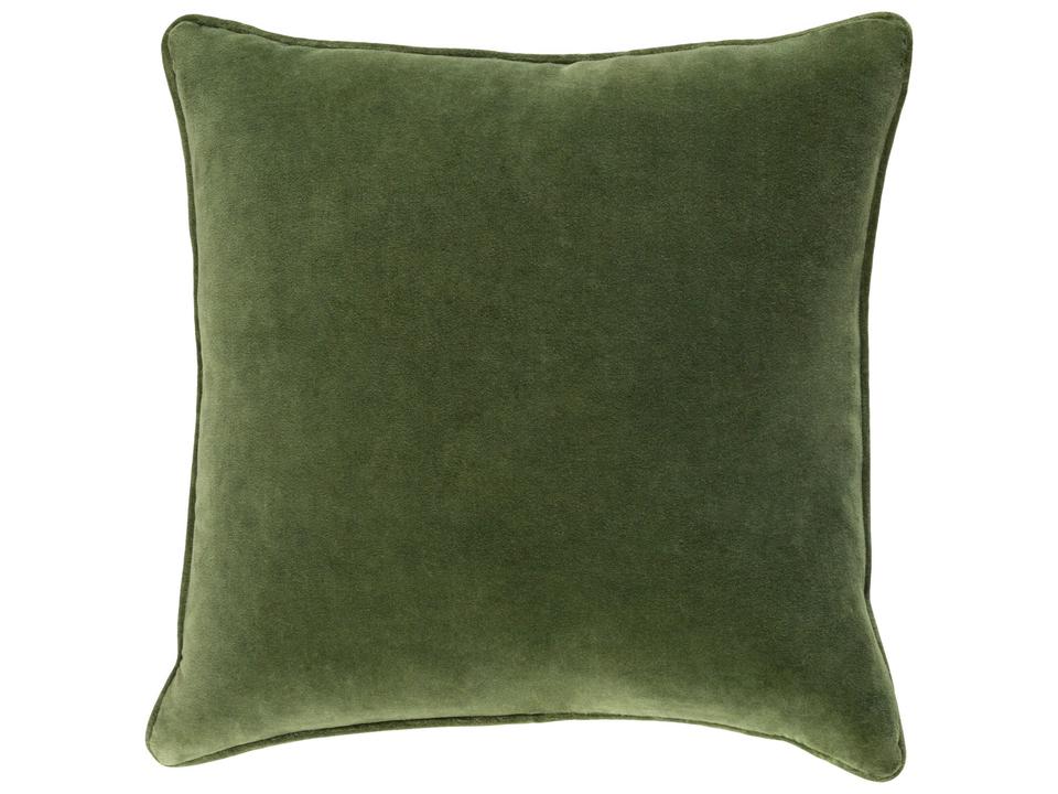 Safflower 18-Inch Square Cotton Velvet Accent Pillow in Medium Green