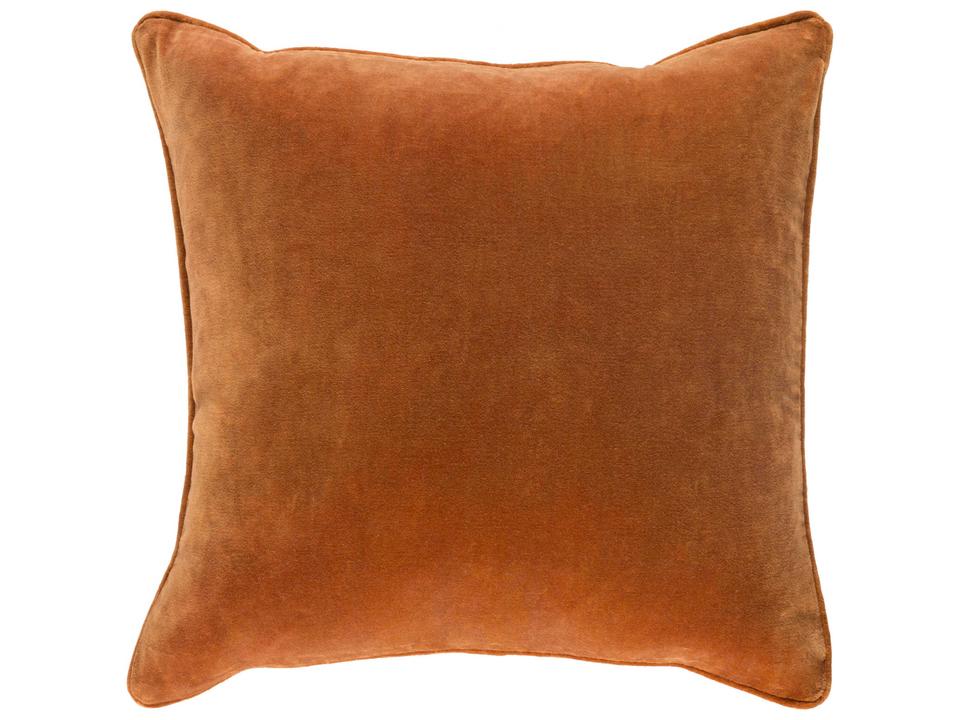 Safflower Square Cotton Velvet Accent Pillow in Camel