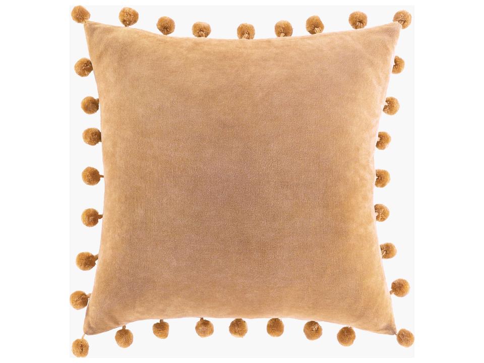 Serengeti Cotton Accent Pillow with Pom Poms