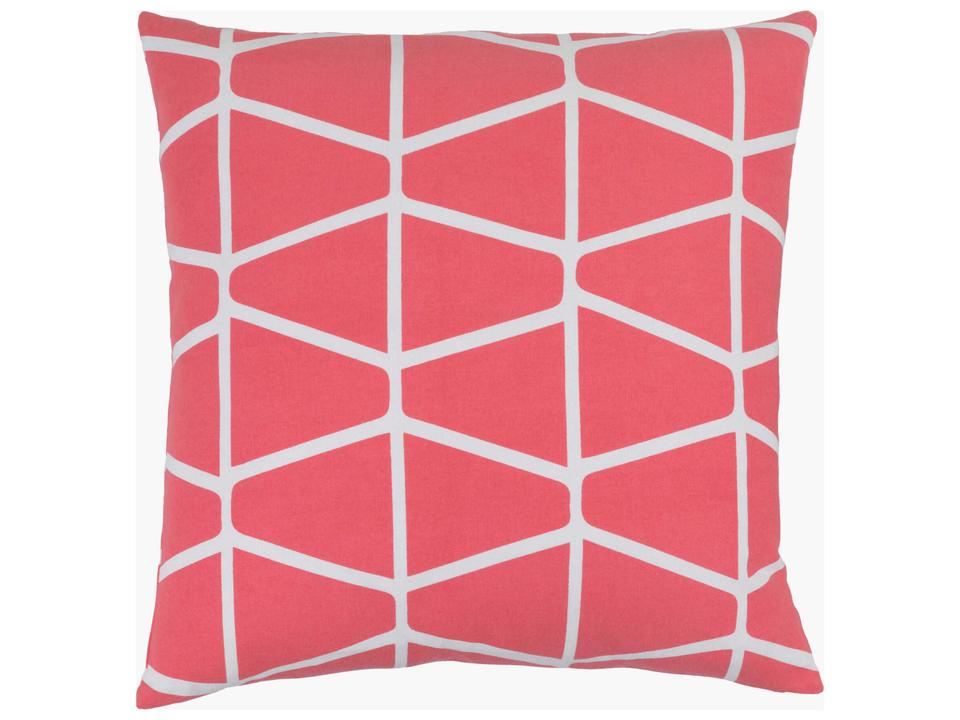 Somerset Woven Cotton Accent Pillow in White and Pink