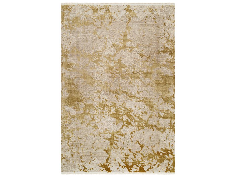 Solar Rectangle Area Rug Viscose Acrylic Blend in Tan with Fringe
