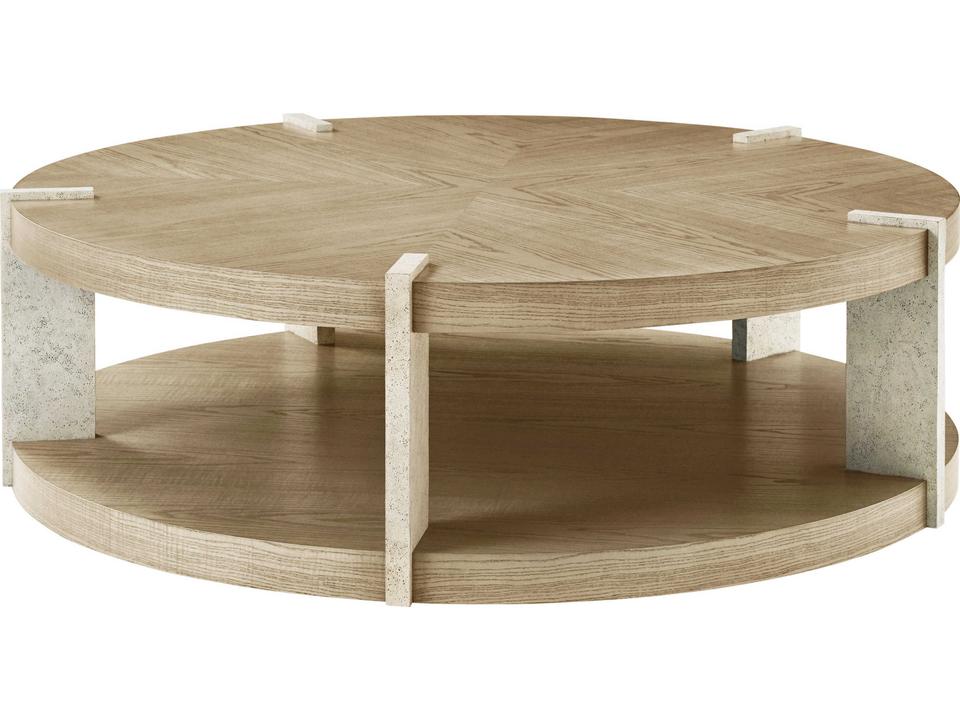 Theodore Alexander Balboa Round Coffee Table — Coastal Grey Wood