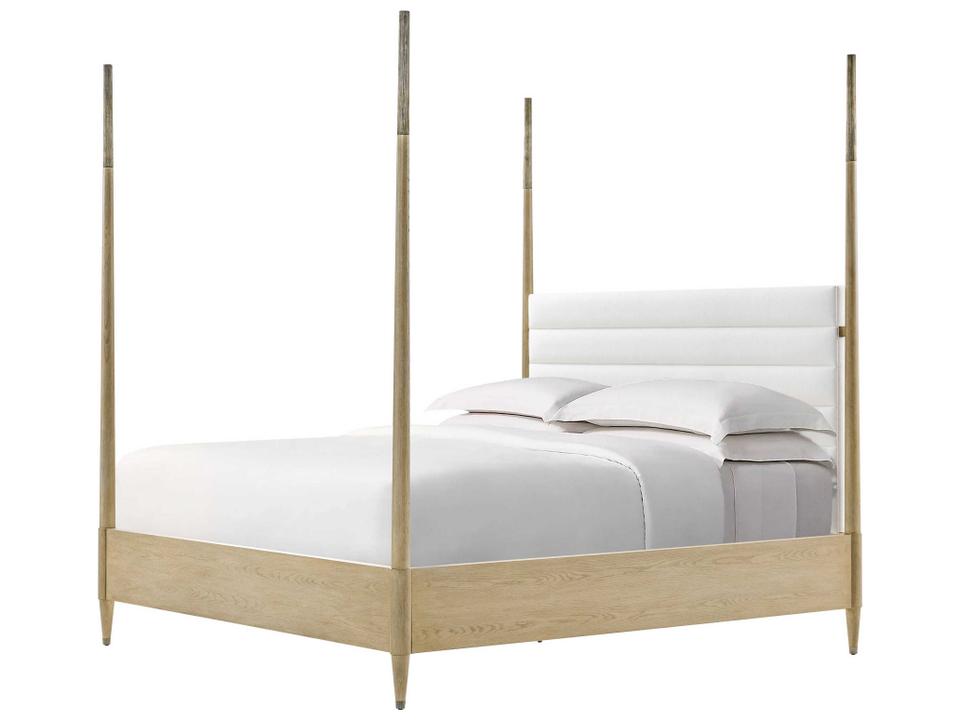 Balboa Canopy US King Bed with Channeled Headboard in Coastal Grey