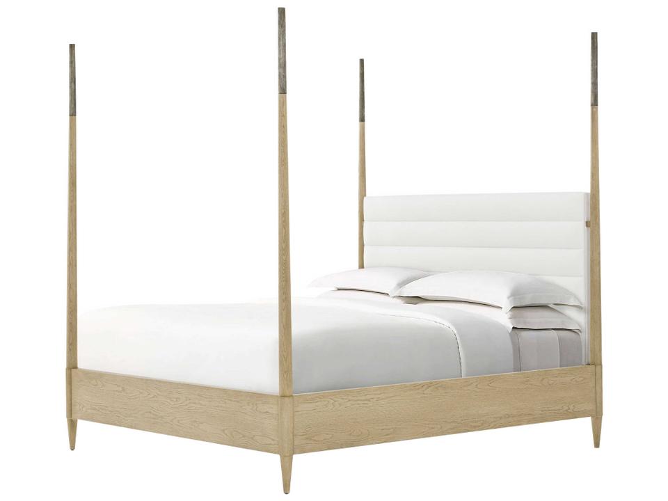 Balboa Coastal Grey Oak Wood California King Canopy Bed