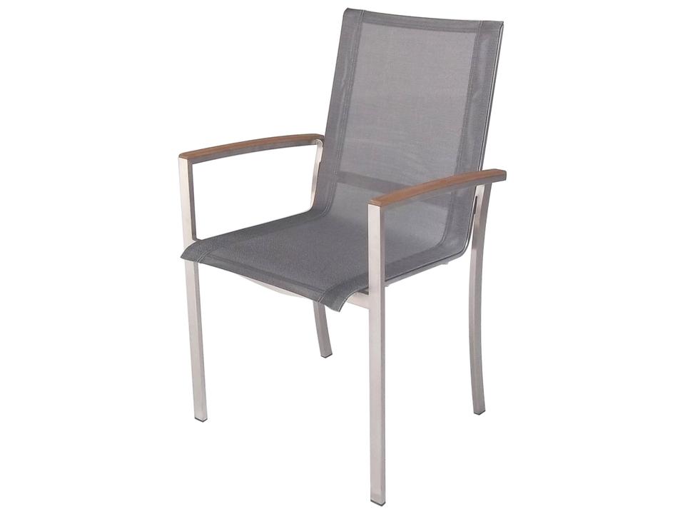 Avanti Stacking Outdoor Dining Armchair in Stainless Steel and Textiline