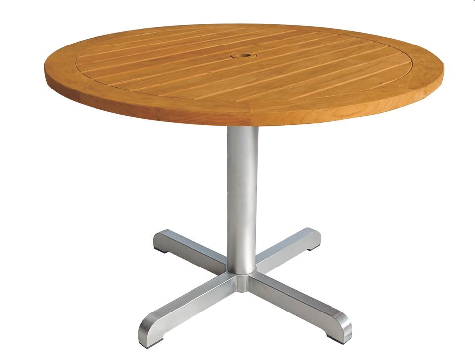 Avanti 40-Inch Round Dining Table with Teak Top and Stainless Steel Frame