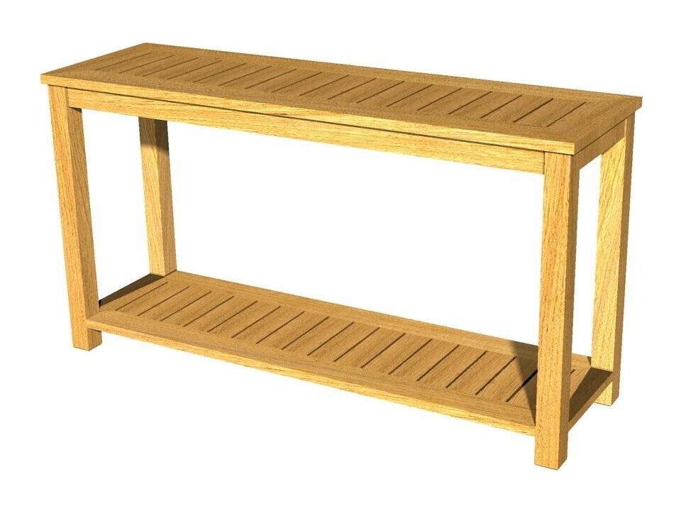 Newport Rectangle Console Table with Lower Shelf in Natural Teak