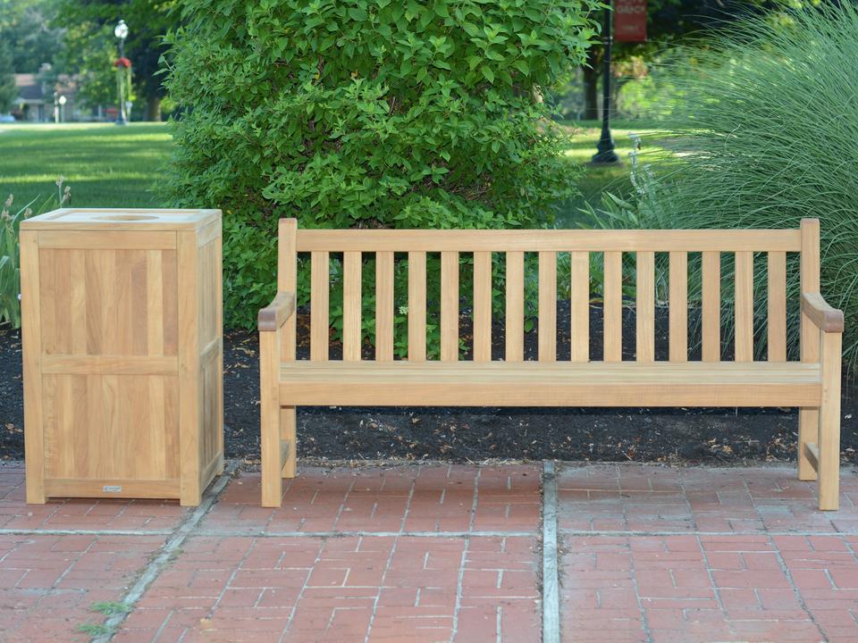 36-Inch Teak Outdoor Top Load Waste Receptacle with Lid