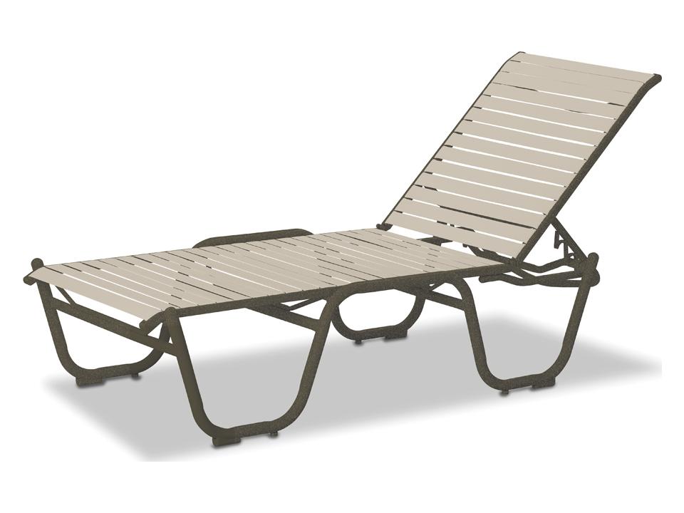 Reliance Contract Strap Aluminum 16 High Four Position Lay-flat Stackable Patio Chaise Lounge