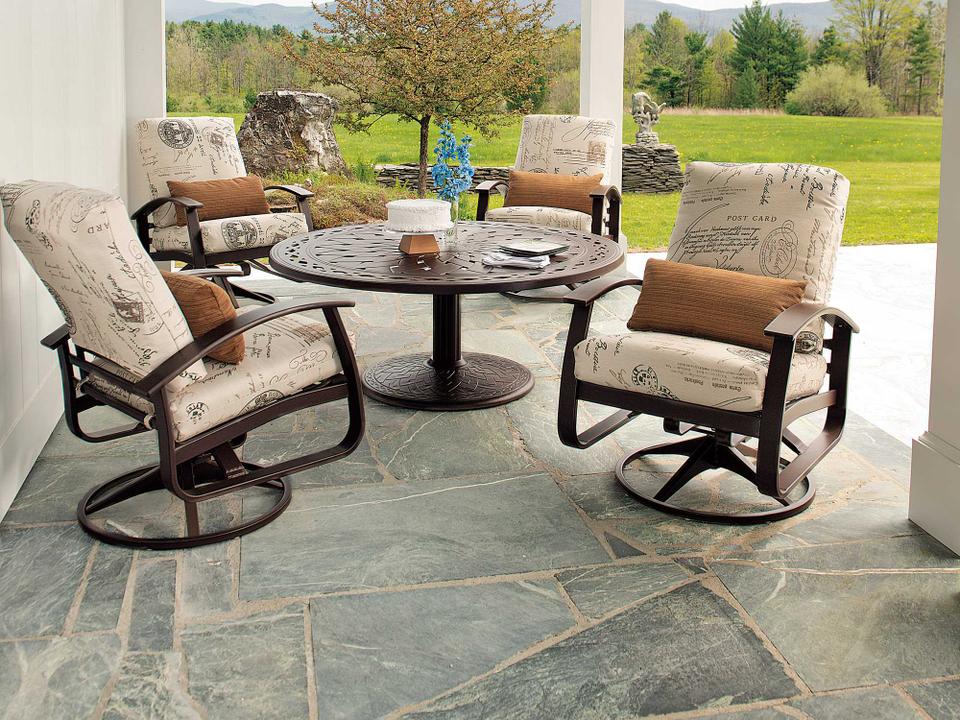 Telescope Casual Belle Isle Cushion Aluminum Swivel Rocker Dining