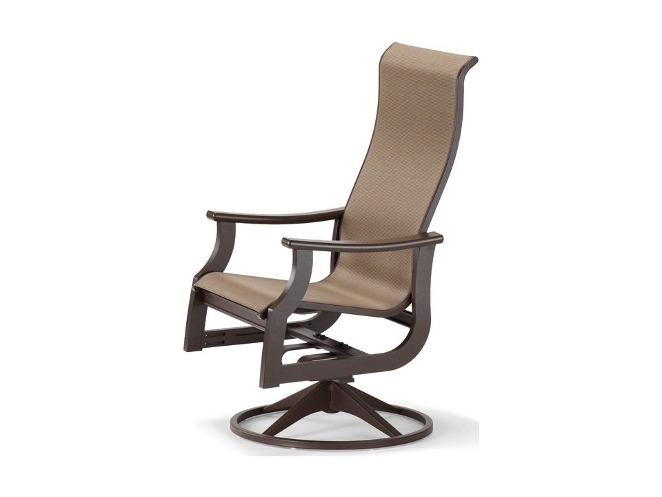 St Catherine Marine Grade Polymer Sling Supreme Swivel Rocker Dining Armchair with Stainless Steel Hardware