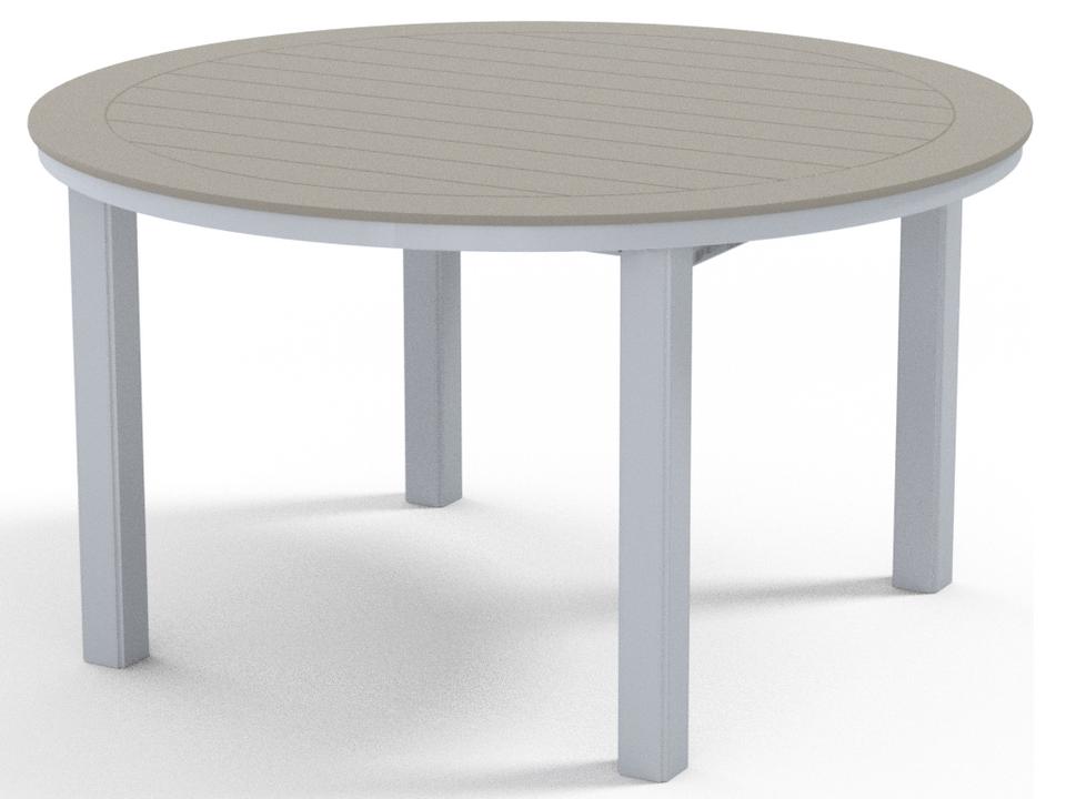 Marine Grade Polymer Round Outdoor Patio Dining Table with Umbrella Hole