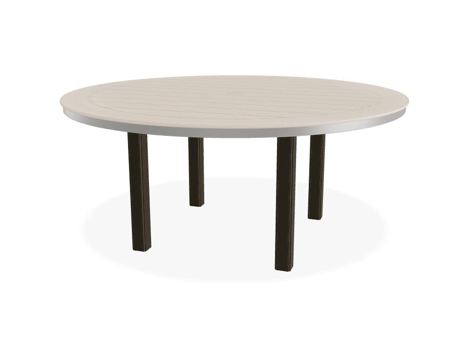 Marine Grade Polymer Round Outdoor Patio Dining Table with Umbrella Hole