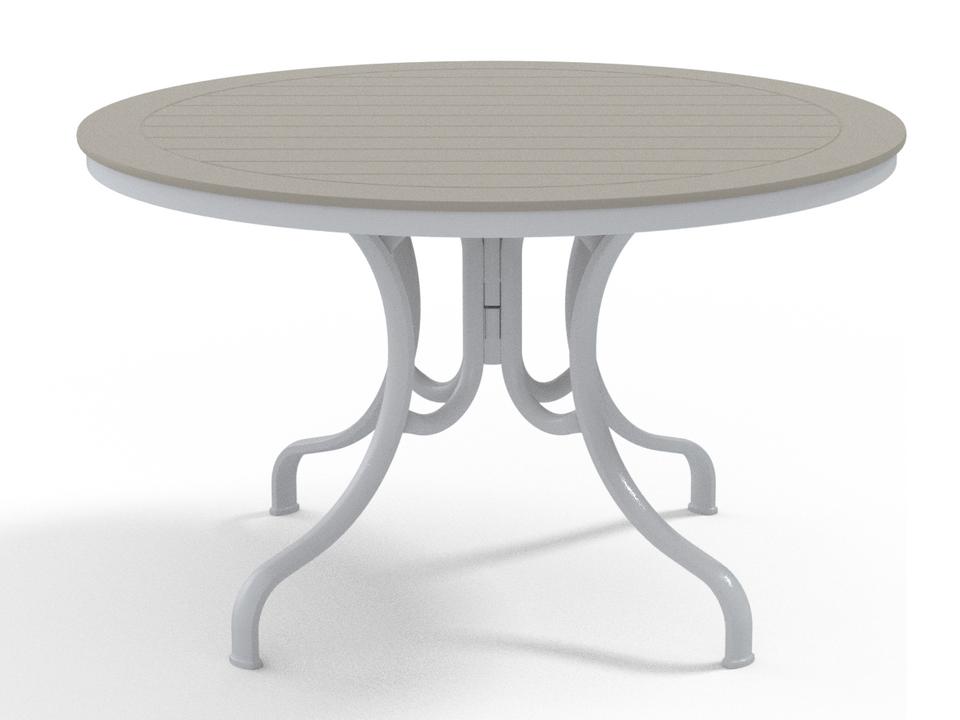 Marine Grade Polymer Round Deluxe Patio Dining Table with Umbrella Hole