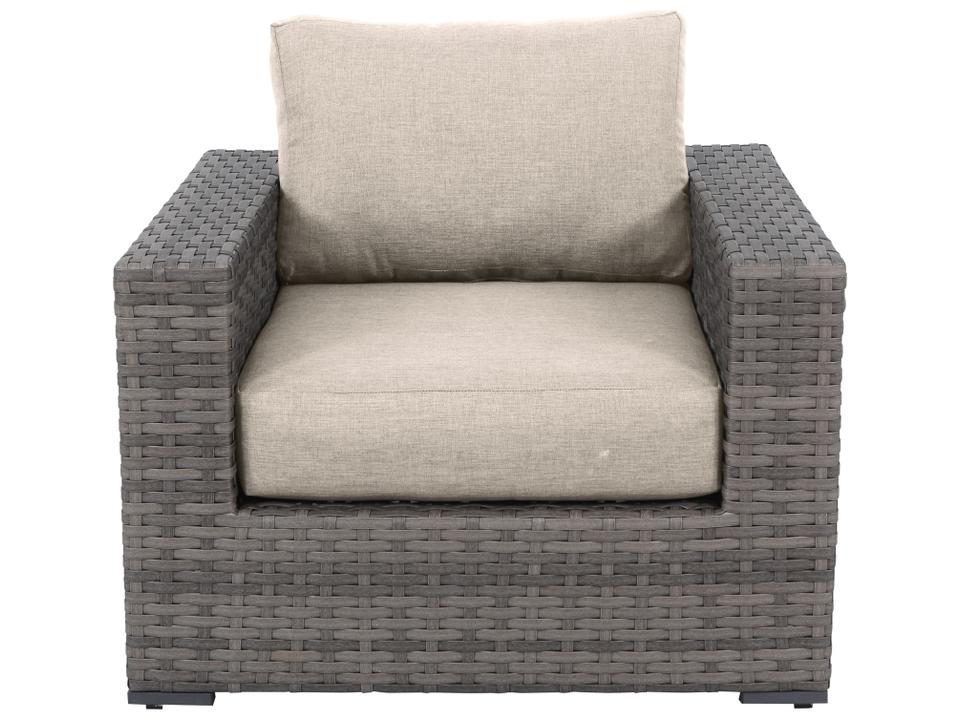 Bali Wicker Cushion Lounge Chair with Light Beige Olefin Cushions