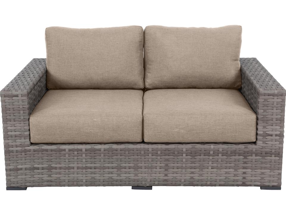 Bali Wicker Loveseat with Wheat Olefin Cushions