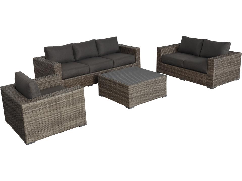 Bali 4-Piece Wicker Deep Seating Lounge Set in Gray