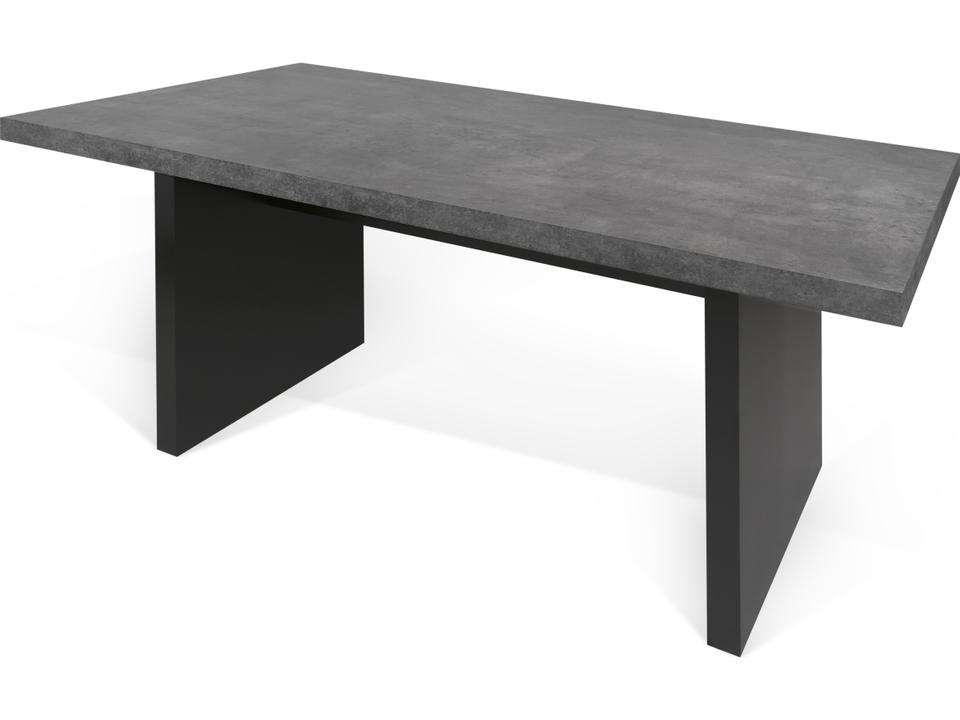Detroit Rectangular 4-Seat Faux Concrete Dining Table with Pure Black Base