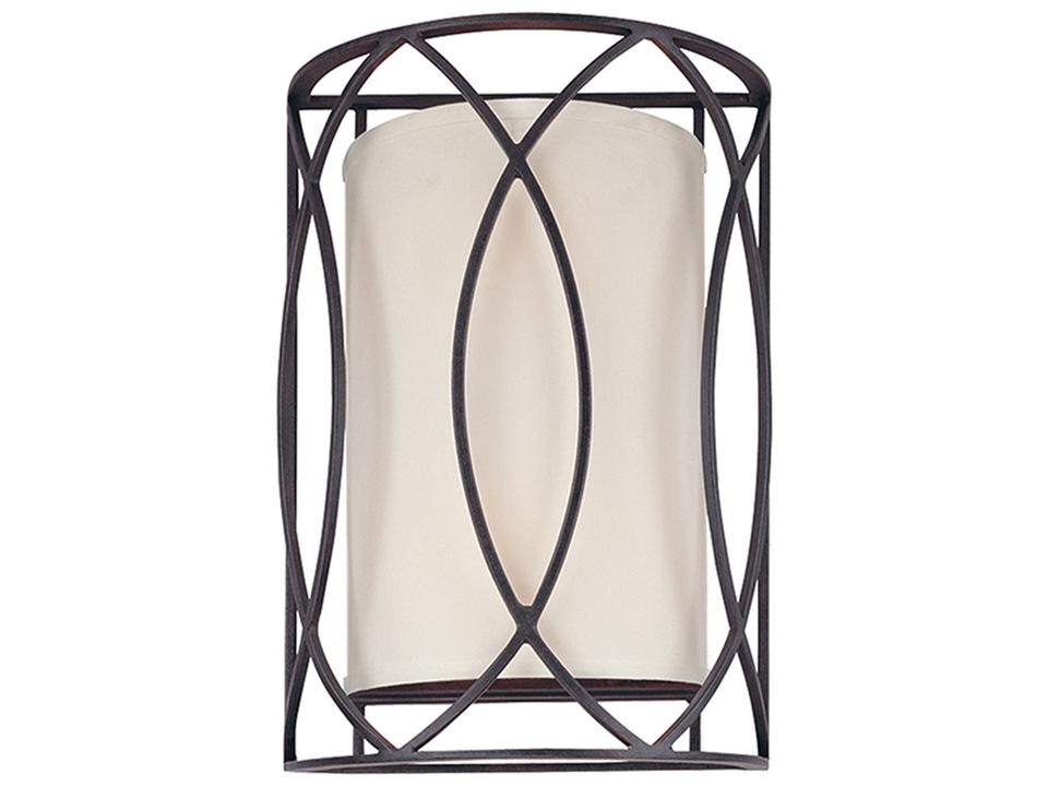 Sausalito 2-Light Wall Sconce in Deep Bronze with Hardback Linen Shade