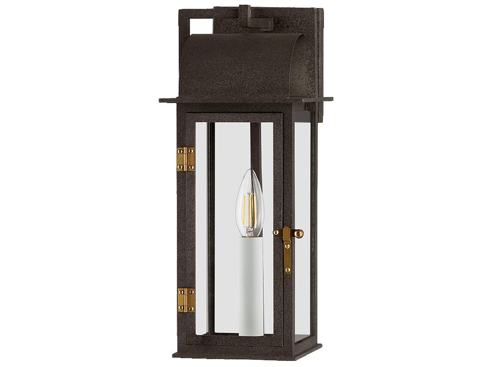 Bohen 1-Light Outdoor Wall Sconce in French Iron and Patina Brass