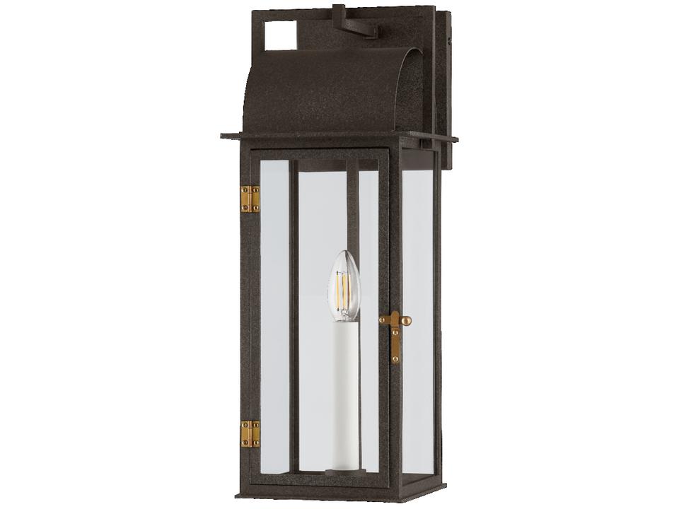 Bohen 1-Light Exterior Wall Sconce in French Iron and Patina Brass