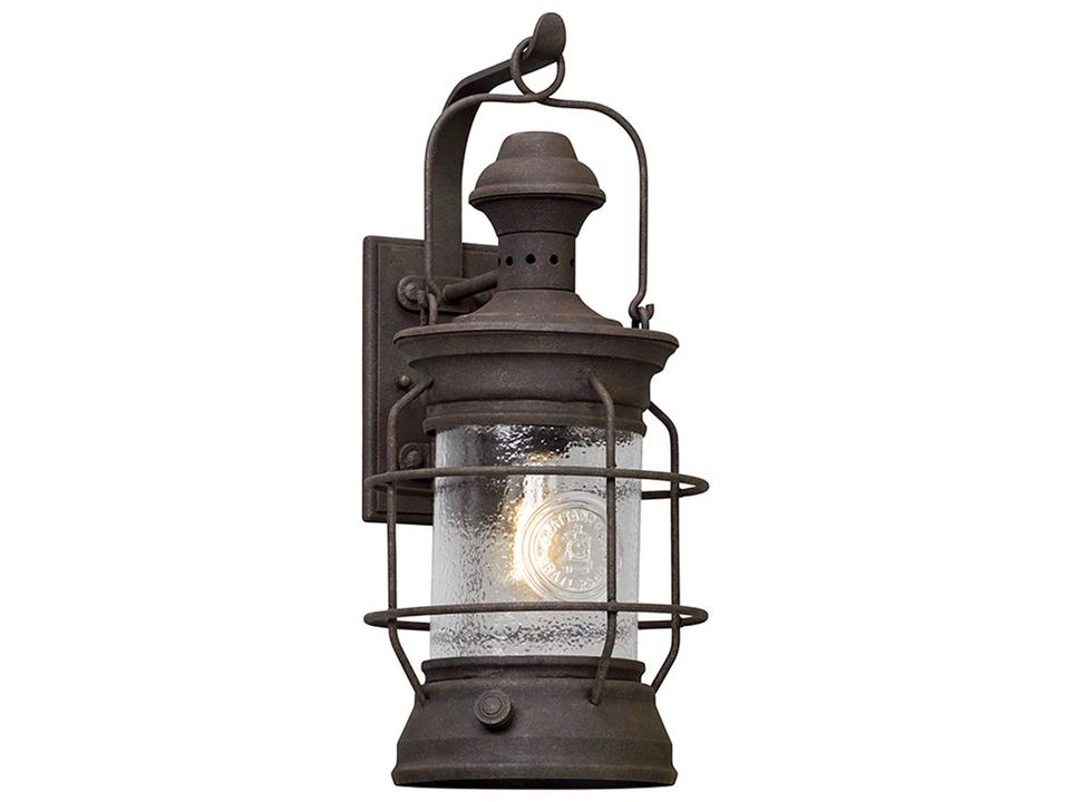 Atkins 1-Light Outdoor Wall Sconce in Heritage Bronze with Clear Textured Glass