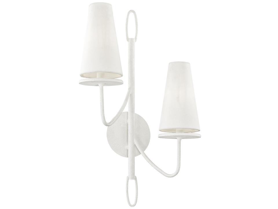 Marcel 2-Light Wall Sconce in Gesso White with Hardback Linen Shades