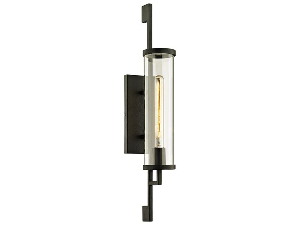 Park Slope 1-Light Outdoor Wall Sconce in Forged Iron and Glass