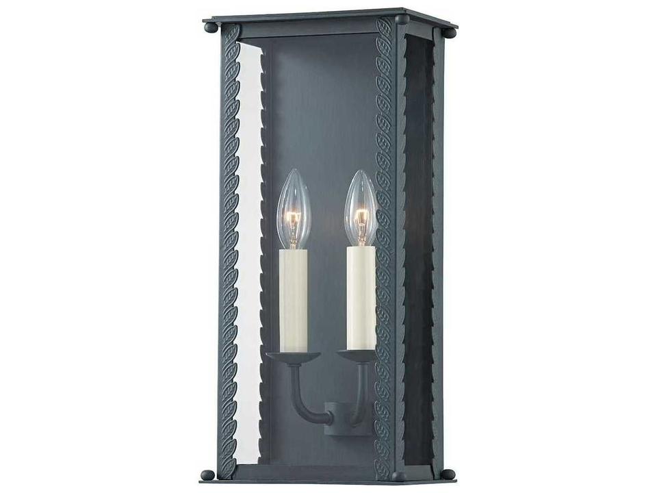 Zuma 2-Light Outdoor Wall Sconce in Verdigris and Clear Glass