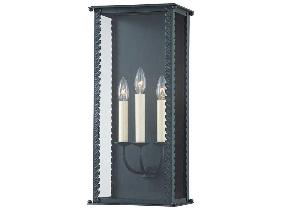 Zuma 3-Light Outdoor Wall Sconce in Verdigris with Clear Glass Panels