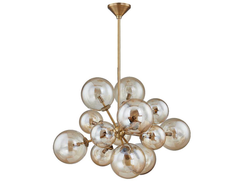 Santee 13-Light Chandelier in Patina Brass and Champagne Glass