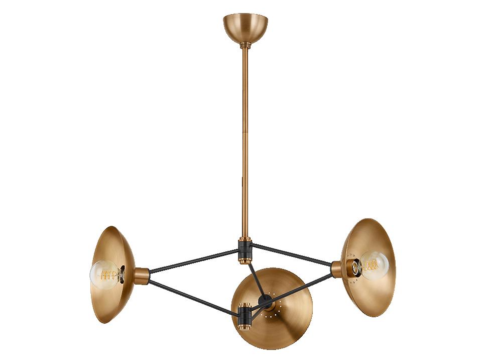 Axel 3-Light Modern Chandelier in Patina Brass and Soft Black