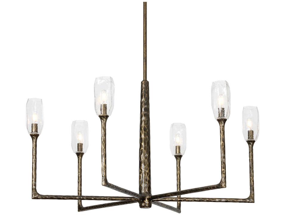 Lyle 6-Light Chandelier in Black Patina Gold and Clear Cast Glass