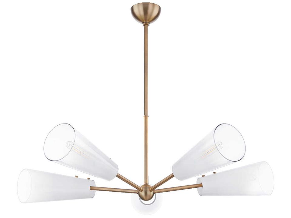 Camarillo 5-Light Chandelier in Patina Brass with Sfumato Glass Shades