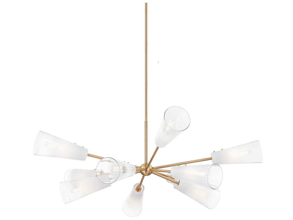 Camarillo 10-Light Chandelier in Patina Brass with Sfumato Glass Shades