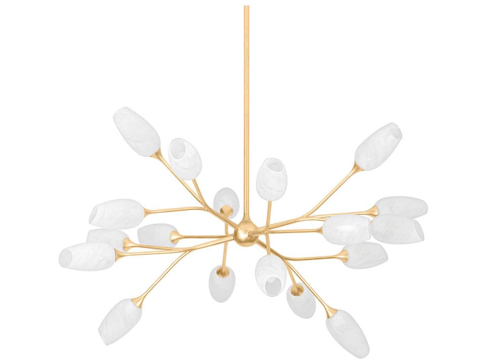 Aldean 18-Light Chandelier in Vintage Gold Leaf and Cloud Glass