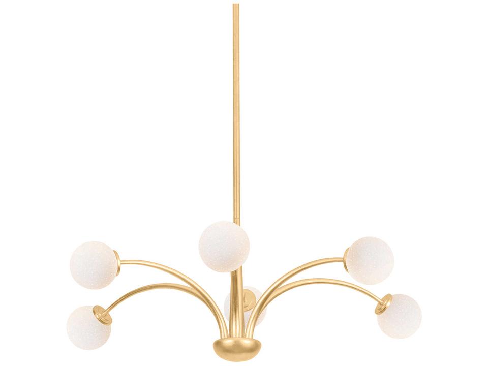 Orinda 6-Light Chandelier in Vintage Gold Leaf with Opal-Seeded Glass