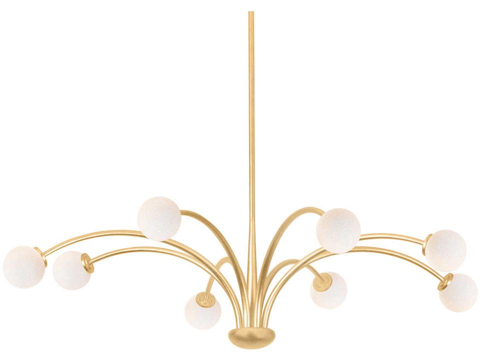 Orinda 8-Light Chandelier in Vintage Gold Leaf with Seeded Opal Glass