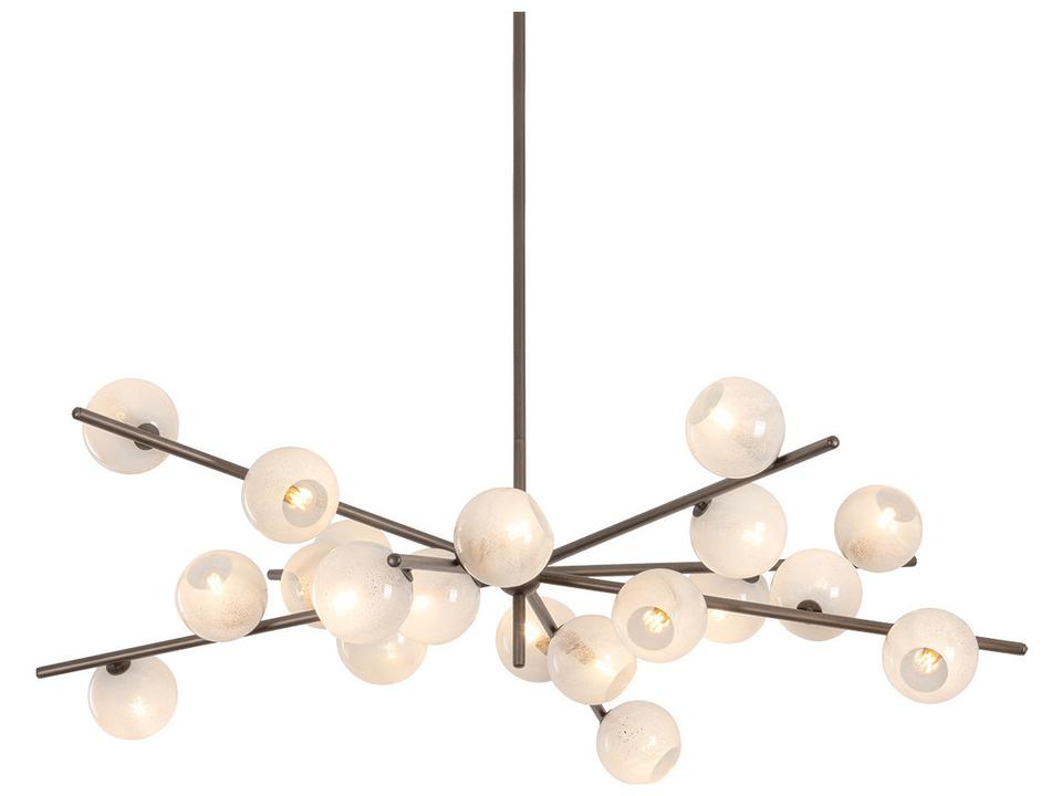 20-Light Sonny Chandelier in Bronze Leaf with Cloud Seedy Glass